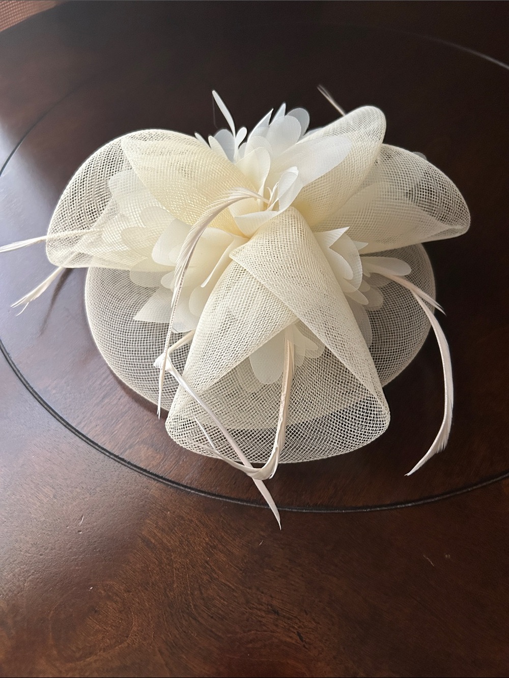 Ivory Mesh Floral Fascinator Hat